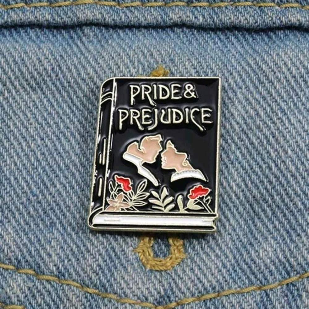 Pride and prejudice Jane Austen book novel collector pin brooch enamel charm pur